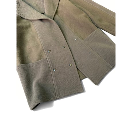 〜1990's Wool × Ribbed Jersey Switching Fabric Design Loop Collar Jacket