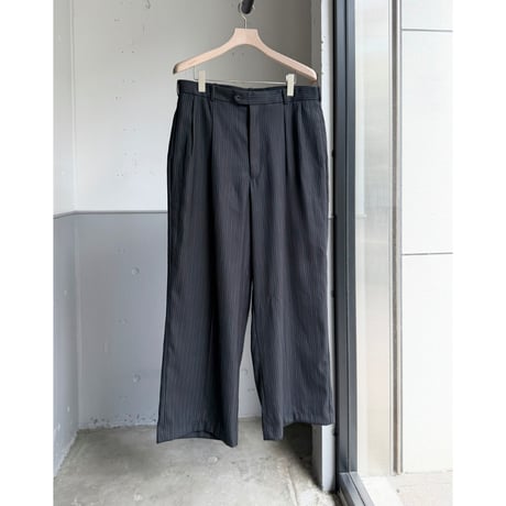 1990's-2000's Rayon blend inverted pleats & stripe wide silhouette slacks pants