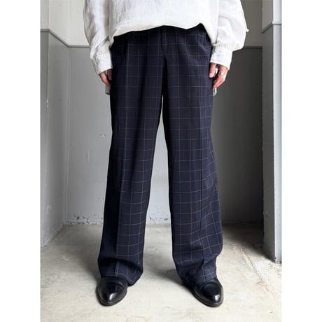 〜2000's "Franco Vessi" Windowpane pattern Inverted pleats slacks pants