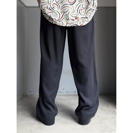 2000's〜 Black silk fabric 2tuck slacks pants