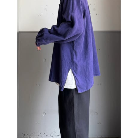 1990's Purple linen fabric long sleeve shirt