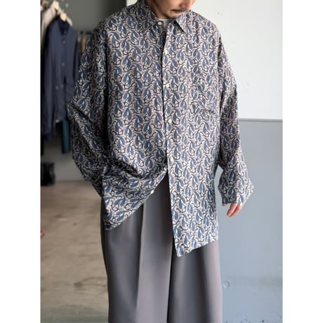 1990's Paisley pattern printed silk fabric long sleeve shirt