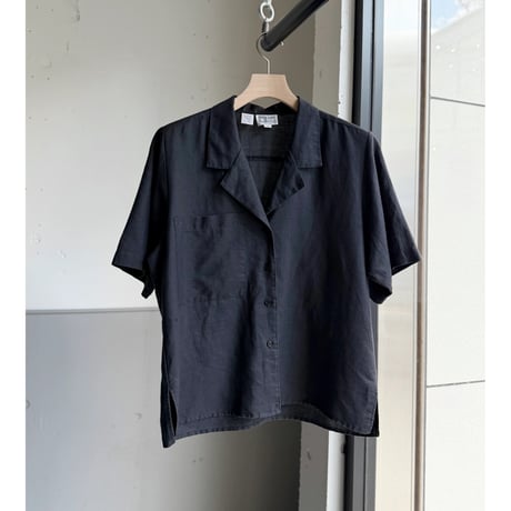1980's-1990's Ramie × Cotton fabric Short length open collar shirt