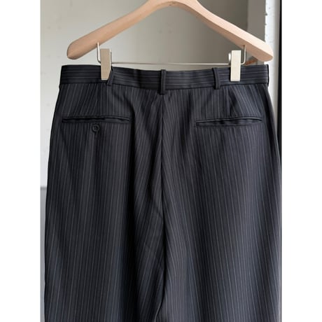1990's-2000's Rayon blend inverted pleats & stripe wide silhouette slacks pants