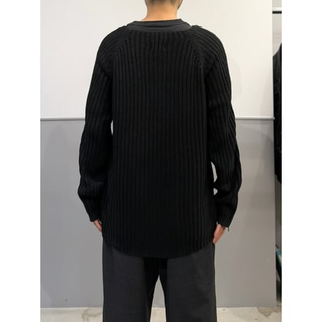 2000's Double-zipper sleeve rib knit sweater