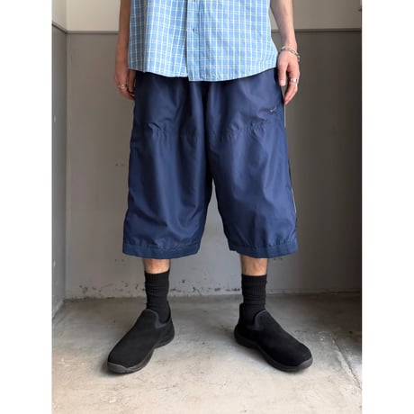 2000's "NIKE" Double-zipper design wide silhouette cropped pants
