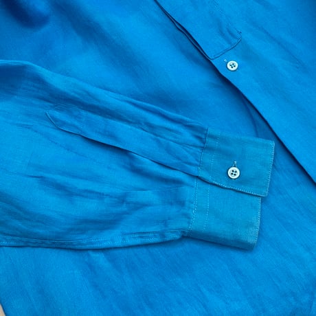 1980's-1990's "RICK PALLACK" Linen fabric pleated design shirt