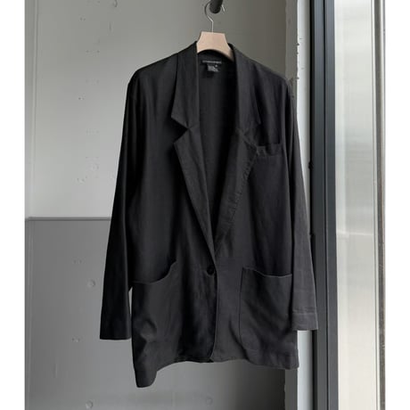 Early 1990's Black linen fabric relaxing tailored jacket