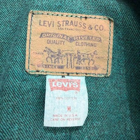 1980's "Levi's 77934" USA MADE Garment dyed green 4pocket denim jacket
