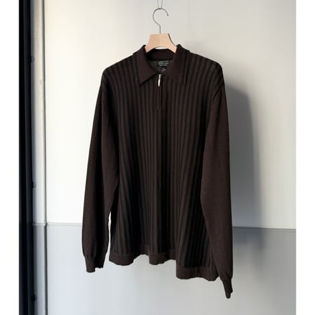 1990's-2000's ITALY MADE Stripe pattern half-zip knit pullover shirt