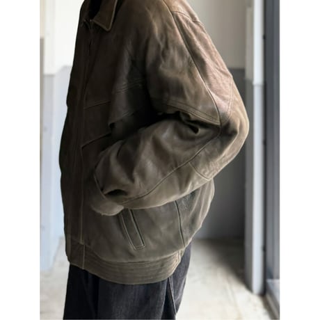 1980's-Early 1990's "Clipper Mist" Sun faded green leather dolman sleeve jacket