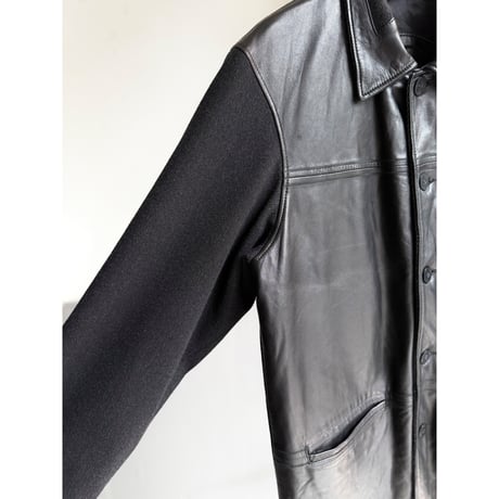 1990's Leather × Knit switching design jacket