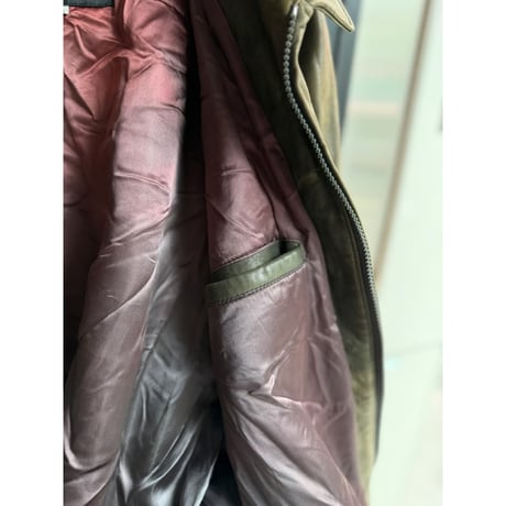 1980's-Early 1990's "Clipper Mist" Sun faded green leather dolman sleeve jacket