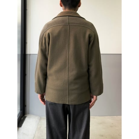 〜1990's Wool × Ribbed Jersey Switching Fabric Design Loop Collar Jacket