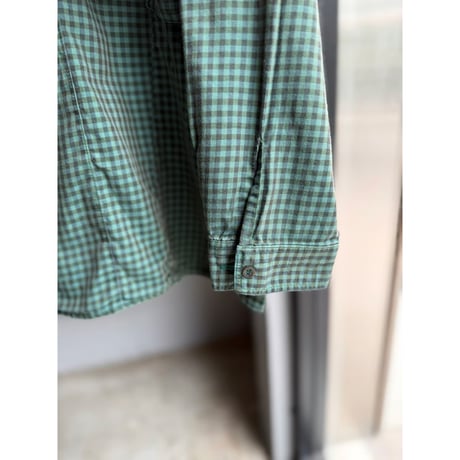 1980's-Early 1990's Gingham pattern slanted patch pocket shirt
