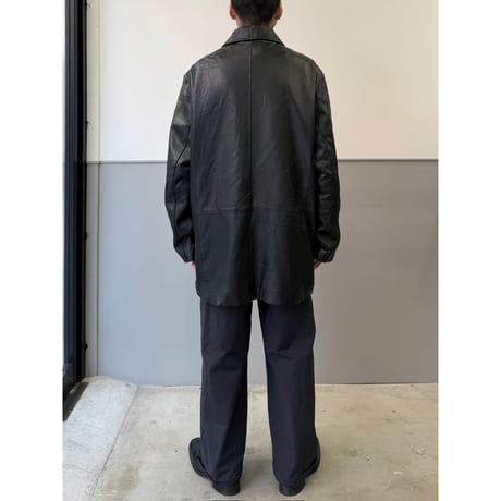 1990's-2000's Black Leather Double Zipper Coat