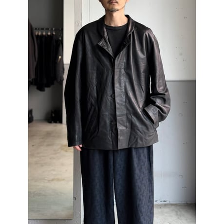 1990's Lamb leather 2way collar relaxing jacket