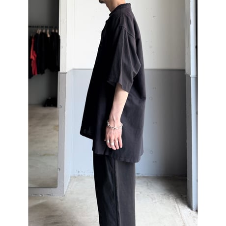 1990's-2000's "CLUB ROOM" Linen / Cotton fabric open collar shirt
