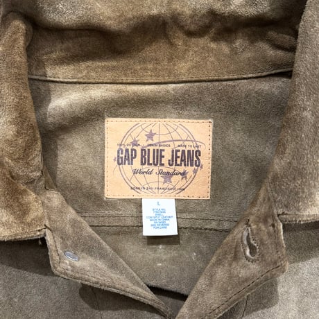 2000's "GAP BLUE JEANS" Cow split leather 4pocket trucker jacket