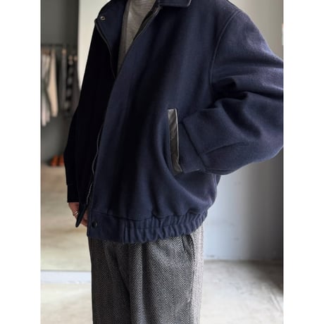 1980's-1990's "TEMPO EUROPA by LONDON FOG" CANADA MADE Leather switching design wool blend jacket