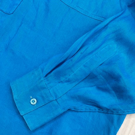 1980's-1990's "RICK PALLACK" Linen fabric pleated design shirt