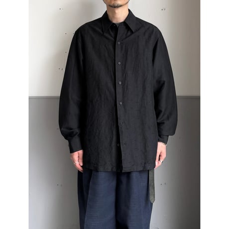 2000's "claiborne" Linen / Silk fabric embroidery design long sleeve shirt