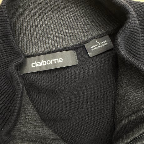 2000's〜 "claiborne" Double Zipper Cotton Knit Sweater