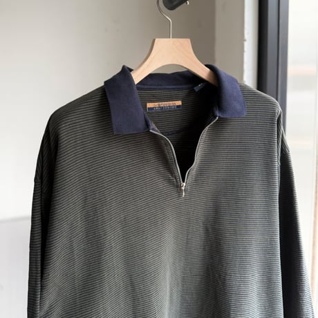 1990's Half zip stripe patterned pullover shirt