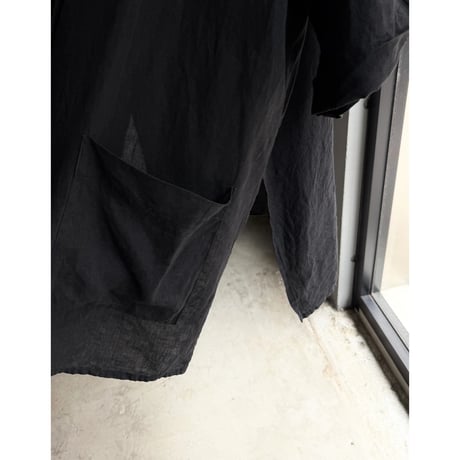 1990's "I BLUES by Max Mara" ITALY MADE Pure linen fabric shawl collar short sleeve shirt
