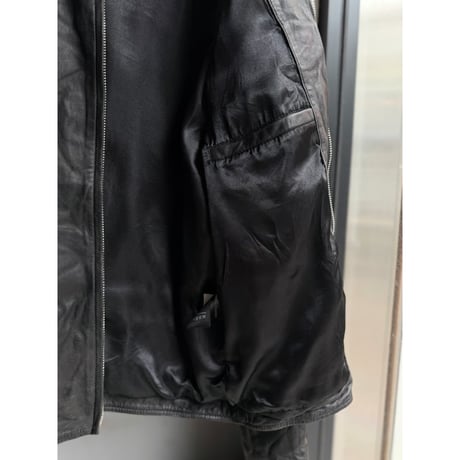 Double zipper Black Leather Jacket