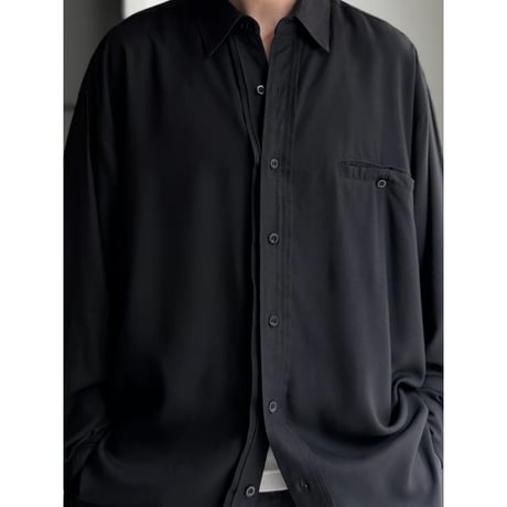 1990's Rayon fabric front tuck Long sleeve shirt