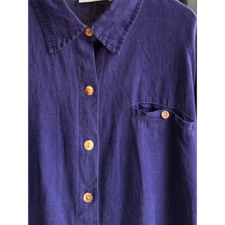 1990's Purple linen fabric long sleeve shirt