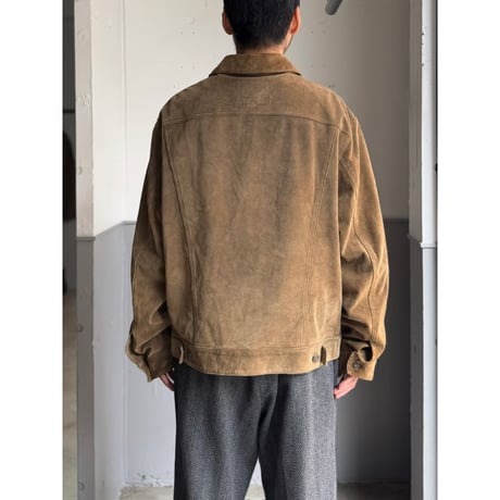 2000's "GAP BLUE JEANS" Cow split leather 4pocket trucker jacket