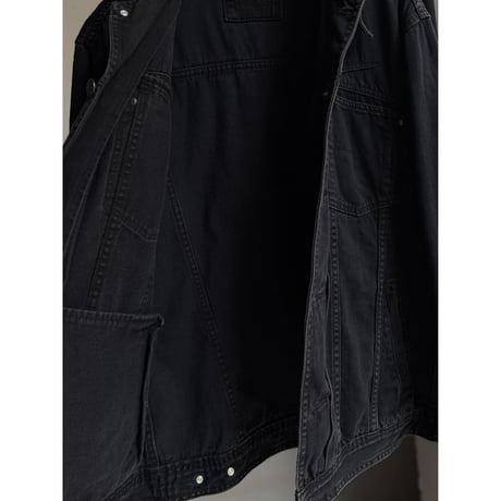 2000's "MARITHÉ FRANÇOIS GIRBAUD" Front Pleats / X Pocket Design Black Denim Trucker Jacket