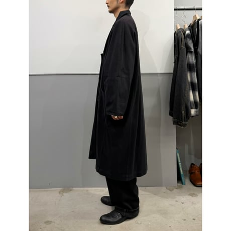 1980's Black cotton fabric wide silhouette raglan sleeve coat