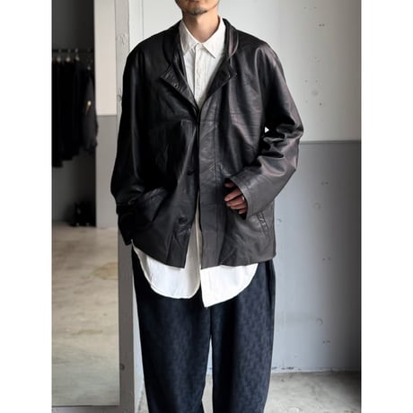 1990's Lamb leather 2way collar relaxing jacket