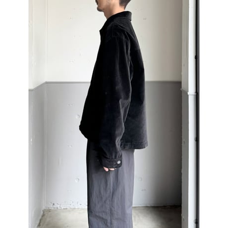 1990's Black cotton velvet fabric drizzler jacket