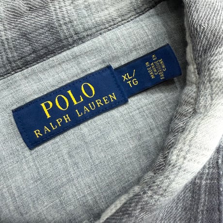 "POLO RALPH LAUREN" Ombre plaid pettern cotton western shirt