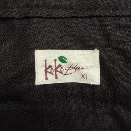 2000's Black linen fabric wide silhouette slacks pants