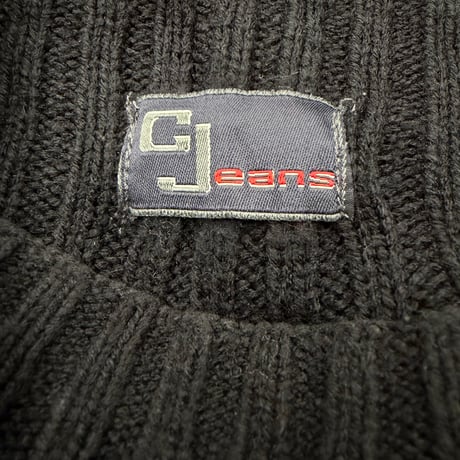 2000's Double-zipper sleeve rib knit sweater