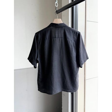 1980's-1990's Ramie × Cotton fabric Short length open collar shirt