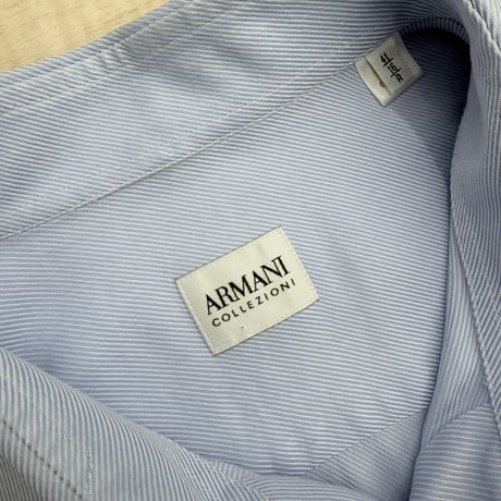 2000's "ARMANI COLLEZIONI" Twill striped cotton long sleeve shirt