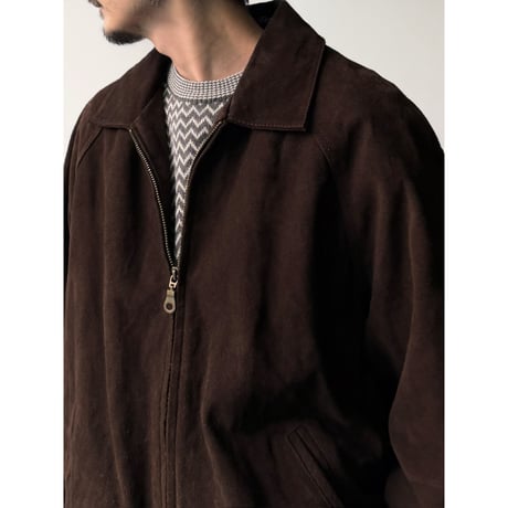 2000's Brown Suede Leather Raglan Sleeve Drizzler Jacket