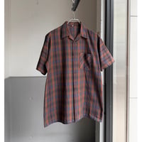 1960's〜 Ombre plaid 4button / open-collar short sleeve shirt