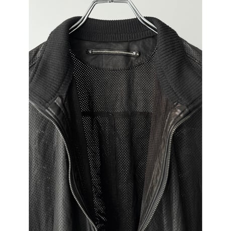 2000's Perforated Leather double zipper jacket