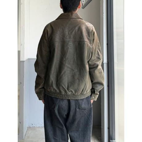 1980's-Early 1990's "Clipper Mist" Sun faded green leather dolman sleeve jacket