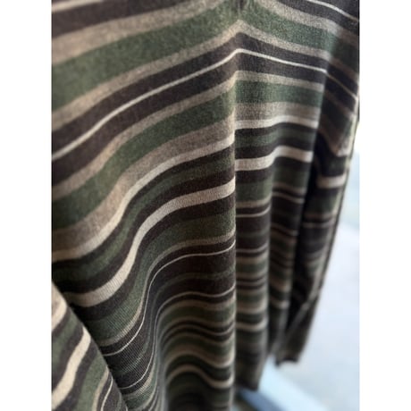 2000's "STRUCTURE" ITALIAN Merino Wool stripe pattern V-necked knit sweater