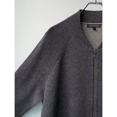 "BANANA REPUBLIC" Wool × Cotton Double-Zipper Knit Blouson