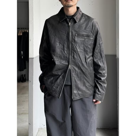 Double zipper Black Leather Jacket