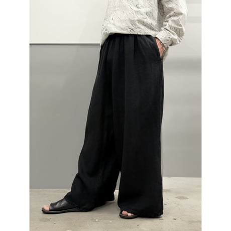 2000's Black Linen Fabric Extra Wide Silhouette Relaxing Pants